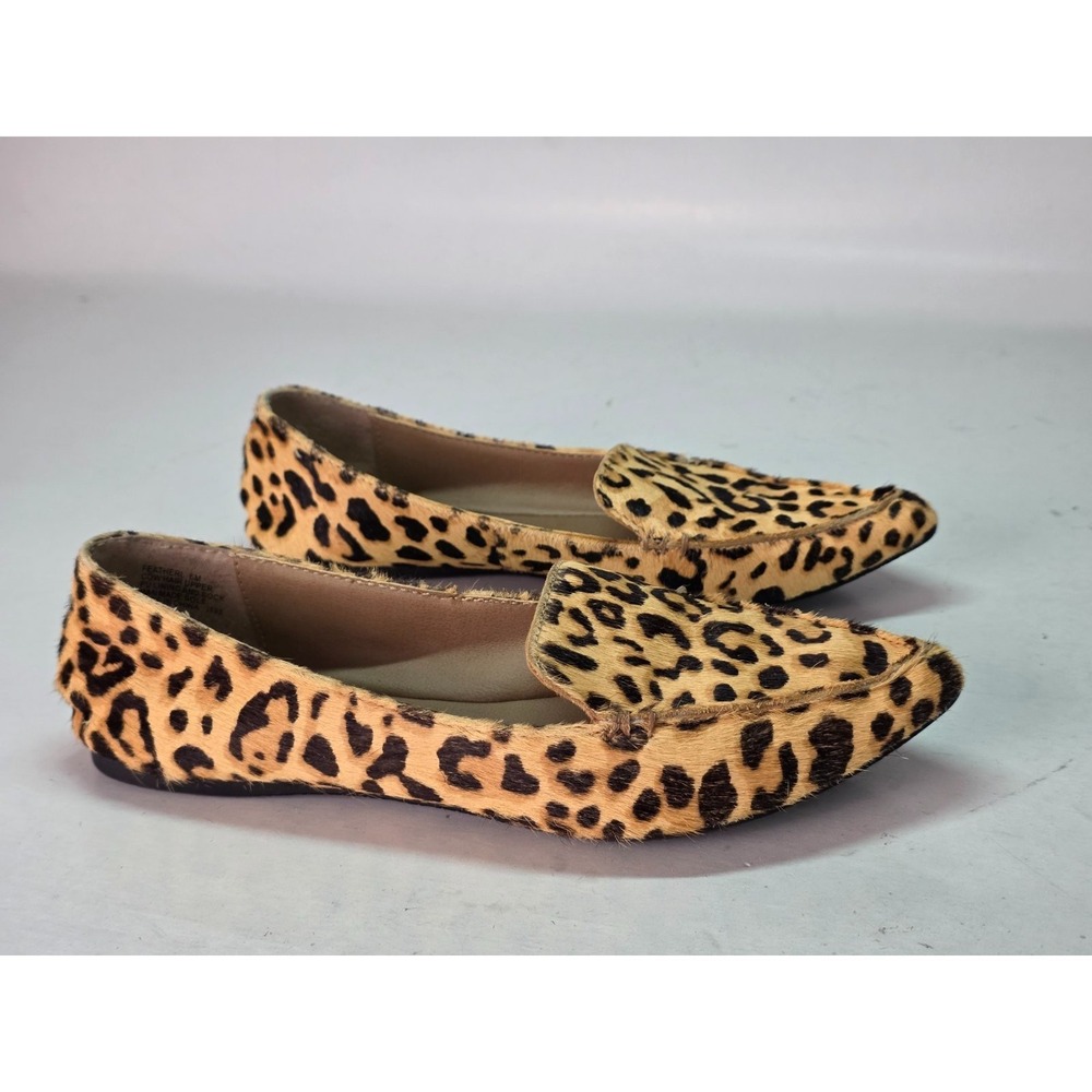 Steve Madden Women's Loafer Size 6 M Leopard Print Brown Feather Cow Hair Shoes